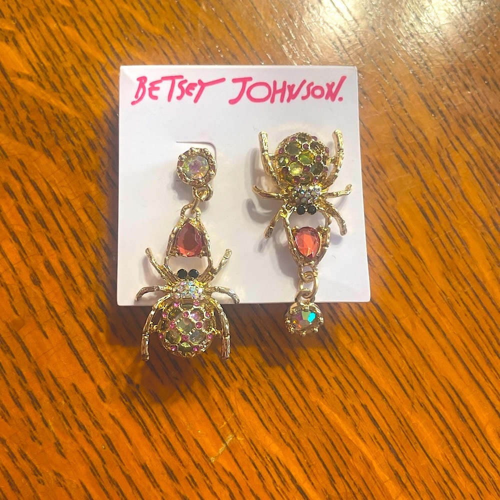 Betsey Johnson Multicolor Spider Earrings